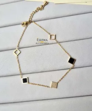 Alternative view of Bracelet de cheville Caro blanc et noir