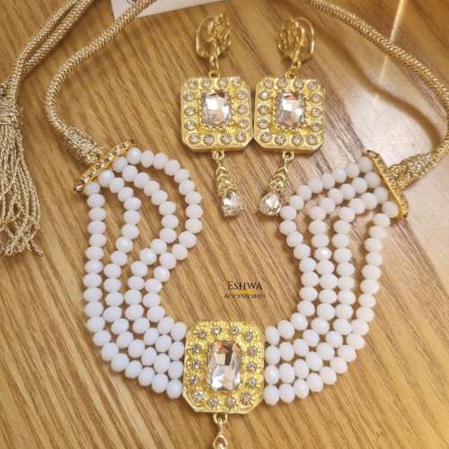 Ensemble Beldi Mari2 Choker + Boucles perles blanches – Image 2