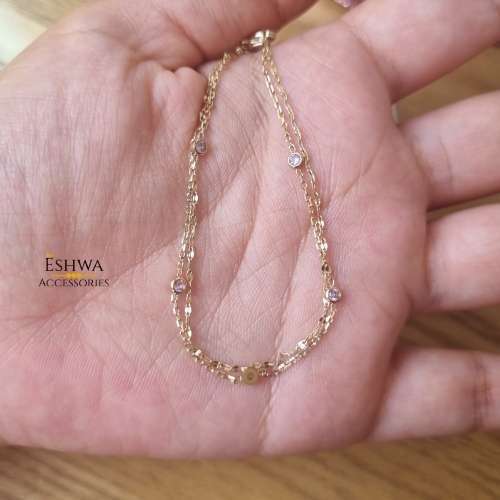 Gourmette Double Perles Rose – Image 3