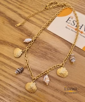 Collier coquillage realista en acier inoxydable