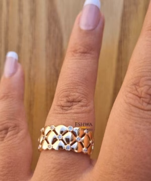 Bague Carrée perlés Rose gold
