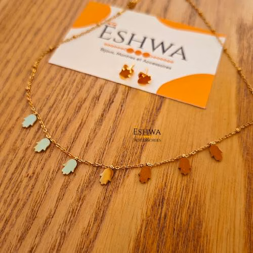 Ensemble Khmissa Collier + Boucles d'oreilles – Image 4