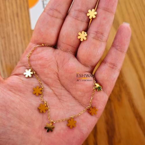 Ensemble Fleurs Collier + Boucles d'oreilles