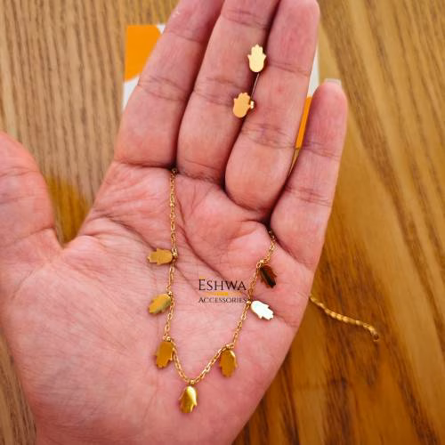 Ensemble Khmissa Collier + Boucles d'oreilles – Image 3