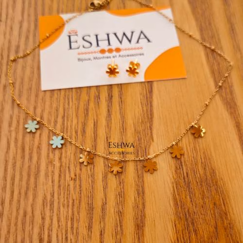 Ensemble Fleurs Collier + Boucles d'oreilles – Image 3