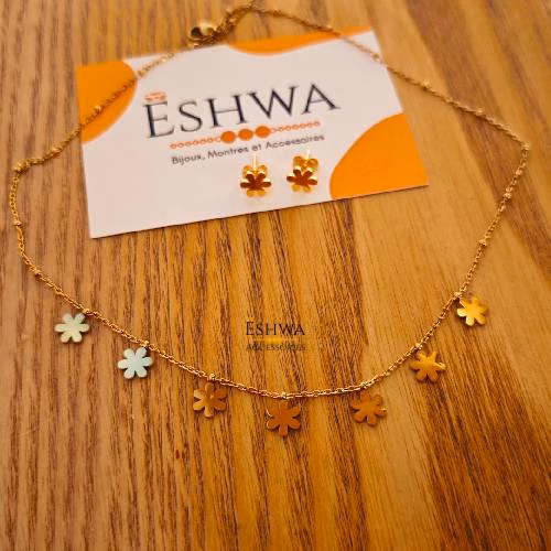 Ensemble Fleurs Collier + Boucles d'oreilles – Image 2