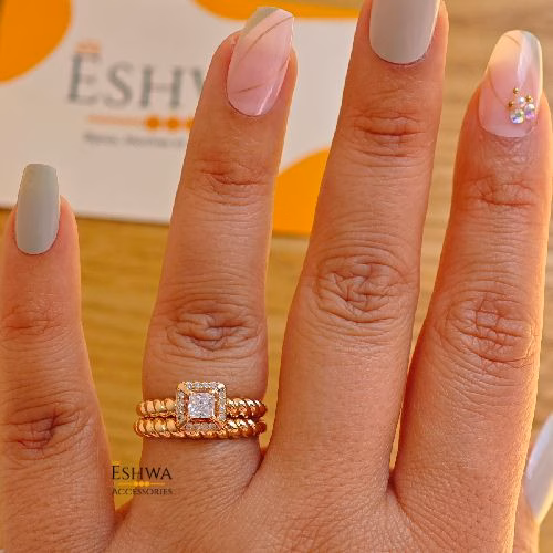 Bague mariage double Corna rose gold – Image 3